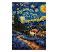 Night Sky Village Path 1000pcs Mini Puzzle For Adults Challenging | 70x50cm Cardboard Living Room Decor Durable Structure Friend Gift Brain Training