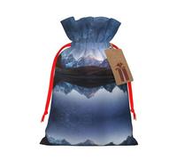 Night Sky With Milky Way Christmas Canvas Gift Bag With Drawstring,Reusable Personalizedgift Bag