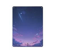 Night Sky with Shooting Star Tin Sign 40x30cm, Wall Decoration | For an office refresh, decorative tin signs make an easy decor gift for retro-style enthusiasts.