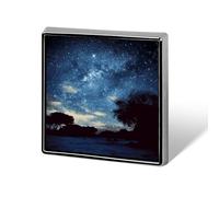 Night Sky with Trees Brooches And Pins for Women Men Funny Hat Brooch Fashion Lapel Pin Cool Square Badge Brooch Metal Button Pins Cute Pin for Backpacks Tie Suit Wedding Party Accessory