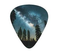 Night Sky With Trees Exceptional Guitar Pick â€“ Single-Side Full-Print, Abs Material Plectrum â€“ Diverse Thickness For Varied Music Experience â€“ Ideal For Guitars And Ukuleles,Guitar Pick,