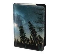 Night Sky With Trees Print 5.5in Passport Travel Document Wallet Case Stylish Secure Men Women For Travelers, Black, One Size