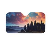 Night Sky With Trees Printed Car Windshield Sun Shade Universal Sun Cover Foldable Windscreen Sunshade For Trucks Vehicle Hatchbacks 76x140cm