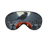 Night Sleep Mask,BlockLight Soft Eye Shade Cover,Comfortable Sleeping Eye Mask Cover for Airplane Travel Yoga Nap Compatible with Halloween Full Moon Evil Pumpkin Raven Pattern