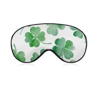 Night Sleep Mask,BlockLight Soft Eye Shade Cover,Comfortable Sleeping Eye Mask Cover for Airplane Travel Yoga Nap Compatible with Four Leaf Clover Watercolor Green White