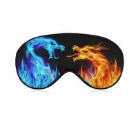 Night Sleep Mask,BlockLight Soft Eye Shade Cover,Comfortable Sleeping Eye Mask Cover for Airplane Travel Yoga Nap Compatible with Ice Blue and Red Fire Flame Dragon