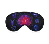 Night Sleep Mask,BlockLight Soft Eye Shade Cover,Comfortable Sleeping Eye Mask Cover for Airplane Travel Yoga Nap Compatible with Two Fish Neon Zodiac Astrology Pisces