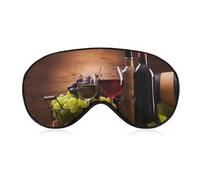 Night Sleep Mask,BlockLight Soft Eye Shade Cover,Comfortable Sleeping Eye Mask Cover for Airplane Travel Yoga Nap Compatible with White Red Wine Glasses Grapes Wooden