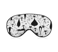 Night Sleep Mask,BlockLight Soft Eye Shade Cover,Comfortable Sleeping Eye Mask Cover for Airplane Travel Yoga Nap Compatible with Funny Black Cats