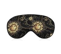 Night Sleep Mask BlockLight Soft Eye Shade Cover,Comfortable Sleeping Eye Mask Cover for Travel Yoga Nap Compatible with Mystical Magical Cosmic Astrology Sun Crescent Moon Stars Gold Black Art