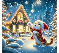 Night Snowflake Cat 300 Piece Jigsaw Puzzles for Adults and Kids, Impossible Puzzle, Jigsaws 300 pieces for adults Gifts, Difficult jigsaw puzzles for The Whole Family