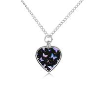 Night Spirit Butterfly Cute Pet Urn Necklace Cremation Jewelry for Ashes Heart-shaped Pendants for Dog Cat Lover