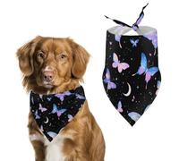 Night Spirit Butterfly Printed Dog Bandanas Adjustable Trendy Triangle Pet Scarffor Small Medium Large
