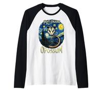 Night-Stalking Opossum Van Gogh Starry Night Style Graphic Raglan Baseball Tee