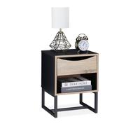 Relaxdays Black Wooden Night Stand