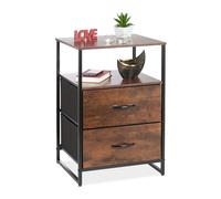 Night stand Bedside Table Storage Console 2 Drawers MDF & Metal Side Cabinet
