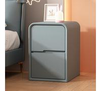 Night Stand with Two Drawers Modern Side Table for Bedroom Cream Nightstand Solid Wood Nightstand with Leather Surface Small Bedside Table Handle-free Bedside Cabinet for Living Room.(Pink,3