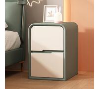 Night Stand with Two Drawers Modern Side Table for Bedroom Cream Nightstand Solid Wood Nightstand with Leather Surface Small Bedside Table Handle-free Bedside Cabinet for Living Room.(Pink,3