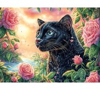Night Starry Black Cat 1000 Piece Premium Jigsaw Puzzle Magical Cosmic Creatures Adult Jigsaws Brain Training Hobby Home Decor Winter Gift Unique Shaped Recycled Cardboard 1000 PCS/75x50cm