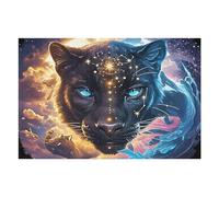 Night Starry Black Panther 1000 Pc DIY Jigsaw Puzzle Animal Pet Puzzles for Adults Teens Hard Challenging Team Building Stress Reducing Autumn Sturdy Wooden Cardboard 1000 PCS