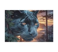 Night Starry Black Panther 1000-piece Jigsaw Puzzle Set Animal Pet For Adults Teens 14+ Logic Skill Indoor Game Family Game Night Summer Durable Material 1000 PCS