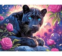 Night Starry Black Panther 1000 Pieces Set Classic Jigsaw Puzzle Animal Pet Couple Puzzle Partners Mind Relaxation Wall Decor Easter New Year Premium Cardboard 1000 PCS/75x50cm