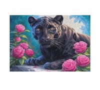 Night Starry Black Panther 300 Pc DIY Jigsaw Puzzle Animal Pet Puzzles for Adults Teens Hard Challenging Team Building Stress Reducing Autumn High-grade Rigid Cardboard 300 PCS