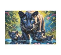 Night Starry Black Panther Mother And Cub 1000 Piece Pack Classic Jigsaw Puzzle Fantastic Beasts Couple Puzzle Partners Ultra Difficult Wall Decor Easter New Year Gift Thick Paperboard 1000 PCS