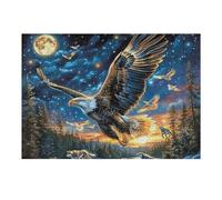 Night Starry Sky Flying Bald Eagle 300 Pc DIY Jigsaw Puzzle Puzzles for Adults Teens Hard Challenging Team Building Stress Reducing Autumn Sturdy Wooden Cardboard 300 PCS/40x28cm