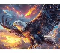 Night Starry Sky Flying Bald Eagle 500 Pieces Set Classic Jigsaw Puzzle Magical Cosmic Creatures Couple Puzzle Partners Mind Relaxation Wall Decor Easter New Year Recycled Cardboard 500 PCS/52×38cm
