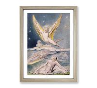 Night Startled By The Lark By William Blake Classic Painting Framed Wall Art Print, Ready to Hang Picture for Living Room Bedroom Home Office Décor, Oak A4 (34 x 25 cm)