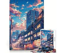 Night Street Japan Anime Hard Jigsaw Puzzle for Adults 1000 Pieces Solid Logic Toy Simple Fun Precision Cut (38x26cm)