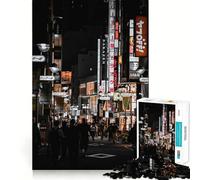 Night Street Scene in Japan Hard Jigsaw Puzzle for Adults 1000 Pieces Boost Memory Soothing Play Premium Cut Perfect Present (38x26cm)