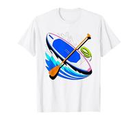 Night Sup Paddleboard Bioluminescent Ocean Glow Scene T-Shirt