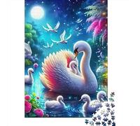 Night Swan Core Keyword1 1000 Pieces Night Scene Swan Puzzle Paper for Adults Mind Exercise Stress Relief Home Wall Decor Educational Gift 52x38cm/1000pcs