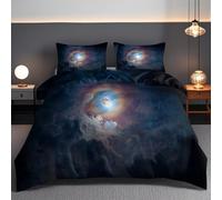 Night Time View Of The Moon Bedding Set 3 Pieces,Small Double Duvet Cover,Natural Cloud Comforter Cover,Bedspread Quilt Cover,Ultra Soft Microfiber with Zipper Closure,Home Decor