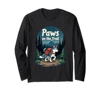 Night Trail Adventure with Your Husky in the Forest Long Sleeve T-Shirt