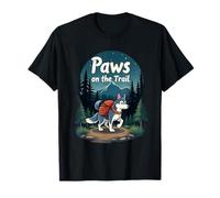 Night Trail Adventure with Your Husky in the Forest T-Shirt