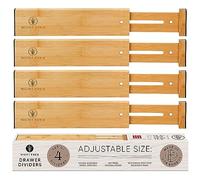 Night Tree Expandable Bamboo Drawer Dividers - Spring-Loaded Wooden Organizers for Clothes, Kitchen Utensils, Bathroom, and Dresser Drawers (14.5" to 16.5")