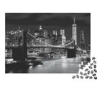 Night View Bridge 1000 Pieces City Jigsaw Puzzle for Adults Thickened Paper Educational Urban Skyline Puzzle Living Room Wall Art 70x50cm/1000pcs