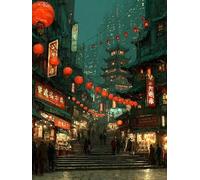 Night View Diamond Art Kits Adults, Street 5D DIY Diamond Painting for Adults, DIY Full Drill Crystal Art Gem Kits for Beginners, 5D Cross Stitch Embroidery Crafts Pictures, Wall Decor, 60x90cm X-9172