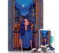 Night View from Balcony 1000 Piece Jigsaw Puzzles for Adults,Challenging To Complete But Fun And Humorous Birthday Present,Gifts,Wall Art 38x26cm