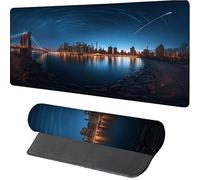 Night View Gaming Mouse Mat 1600x800x3mm, Mouse Pad Large City, Desk Mat with Stitched Edge, Mousepad with Non-Slip Rubber Base, Office Accessories, Keyboard Pad, for Gifts, Gaming, Desk Office 4-7677