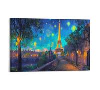 Night View of Paris Poster Artwork Paris Giclee Canvas Prints Modern Canvas Wall Art Picture Wall Minimalist Modern Art for Home Office Decor Room Bedroom 16x24inch(40x60cm)