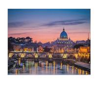 Night View of St. Peter’s Basilica and the Tiber River in Rome, Italy，Jigsaw Puzzles 1000 Piece， Educational Game Home Decoration for Adults& Kids Age 14 Years Up （75x50cm）-W22