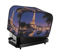 Night view of the Eiffel Tower in Paris Toaster Cover 2 Slice, Waterproof Bread Machine Covers with Pockets Universal Size Kitchen Small Appliance Cover with Handle, Dust and Fingerprint Protection