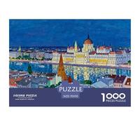 Night View of The Hungarian Parliament Building Wooden Jigsaw Puzzle Waterproof 1000 Piece Puzzles for Adults Challenging And Brainteasing Games