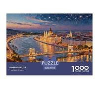 Night View of The Hungarian Parliament Building Wooden Jigsaw Puzzle Waterproof 1000 Piece Puzzles for Adults Challenging And Brainteasing Educational Games
