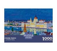 Night View of The Hungarian Parliament Building Wooden Jigsaw Puzzle Waterproof 1000 Piece Puzzles for Adults Fun Educational Games