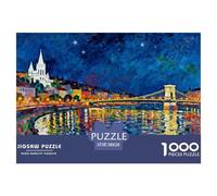 Night View of The Hungarian Parliament Building Wooden Jigsaw Puzzle Waterproof 1000 Piece Puzzles for Adults Gifts Impossible Challenging Games